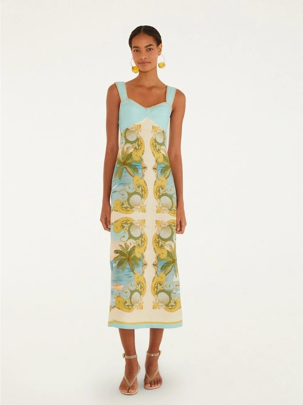 $280 NWT FARM RIO Multicolor Royal Sea Maxi Dress Medium - Picture 1 of 6